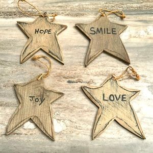Four wooden signs so cute Smile Love Hope Joy